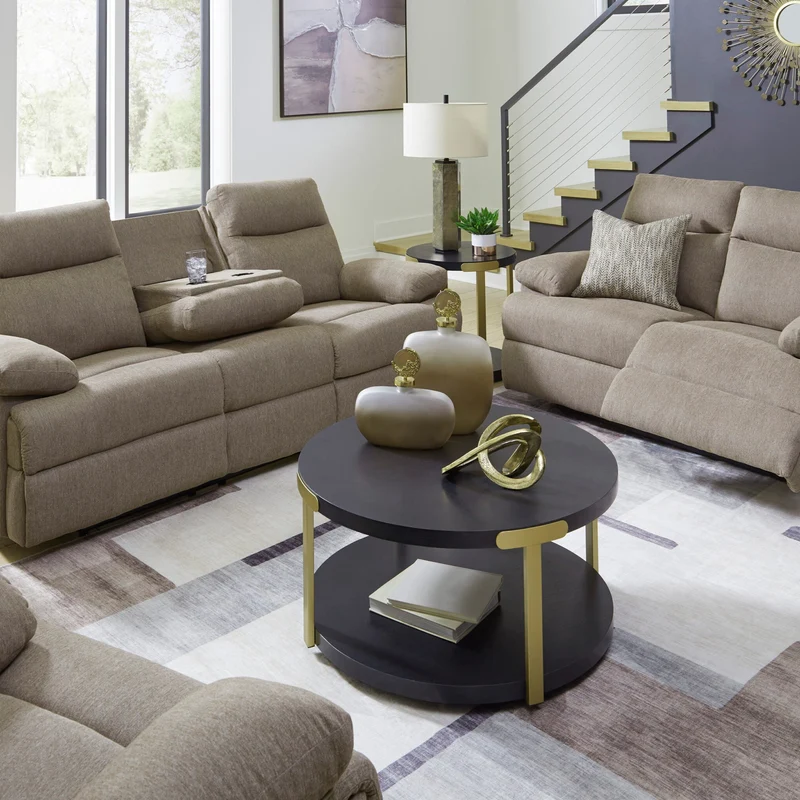 Fauteuil berçant et inclinable en tissu chenille taupe - Side-Swipe
