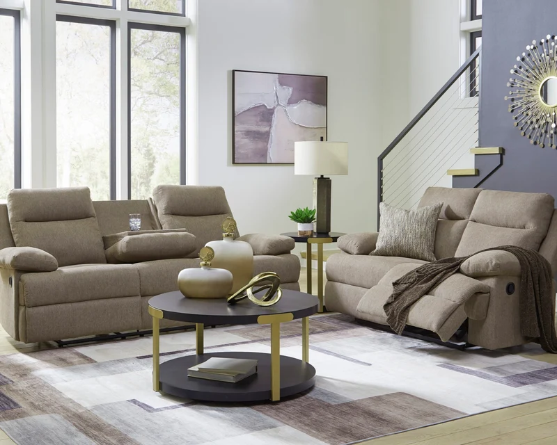 Causeuse inclinable en tissu chenille taupe - Side-Swipe