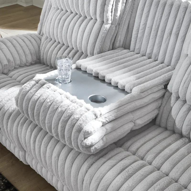 Sofa inclinable motorisé zéro gravité en velours côtelé avec table centrale rabattable - Rhine Falls