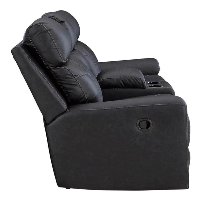 Causeuse berçante et inclinable aspect cuir noir avec console - Montacute