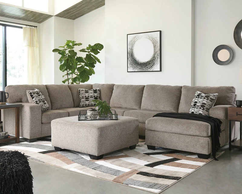 Ottoman surdimensionné en tissu taupe - Ballinasloe