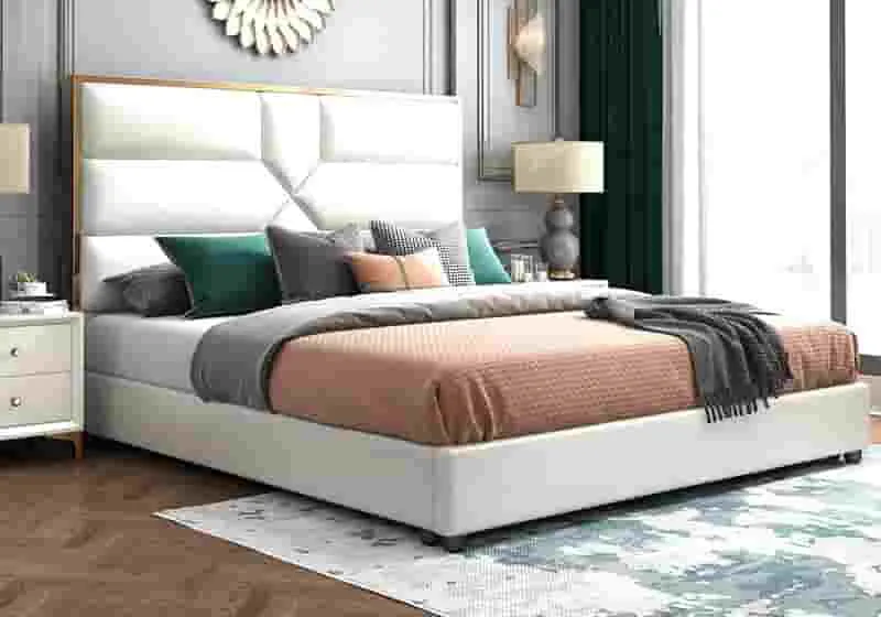 Lit design laiton blanc - Linaé