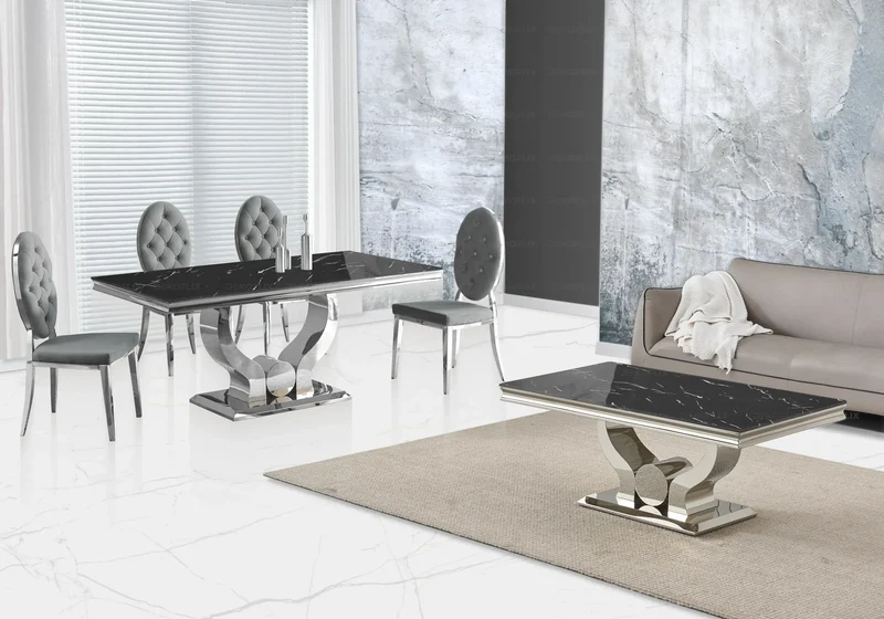 Chaise médaillon capitonnée velours gris argent - Neo x4