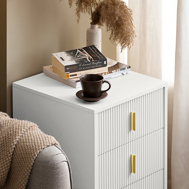 SoBuy FBT115-L-W Table de Chevet - Table de Nuit avec 3 tiroirs, Table d'appoint pour Chambre à Coucher - Meuble de Rangement Moderne, Blanc L40 x P40 x H63 cm