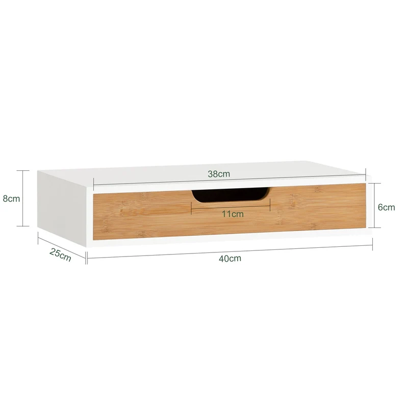 sebuyfr.comG92-WN Étagère murale avec tiroir en bois et bambou, Armoire à clés