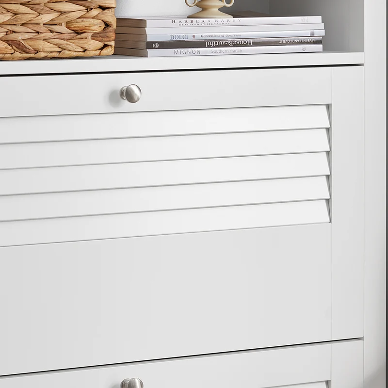 SoBuy FSR152-W Meuble à Chaussures à Abattants 2 Niveaux – Rangement Discret pour Entrée – 80x25x108 cm Blanc