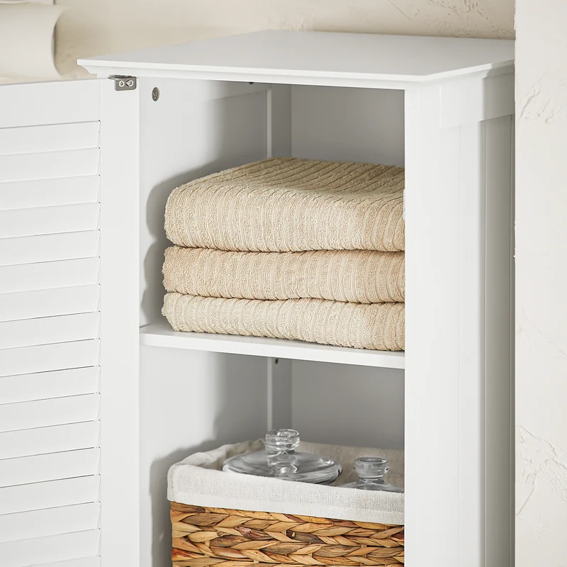 SoBuy BZR124-W Colonne de Salle de Bain avec Panier à Linge Amovible – 40 cm, Blanc
