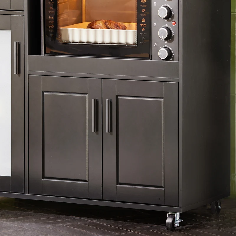SoBuy FSB78-SCH Meuble Micro-Ondes Buffet Commode sur roulettes Armoire de Cuisine Multi-Rangement avec 3 Portes, 1 Tiroir, 1 Compartiment