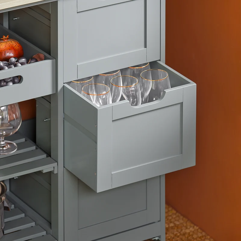 SoBuy FKW79-HG Meuble Cuisine Desserte de Cuisine à roulettes, Desserte Rangement avec 3 Tiroirs et 1 Tablette Amovible, Meuble de Rangement Cuisine, L68xP38xH85cm,Gris