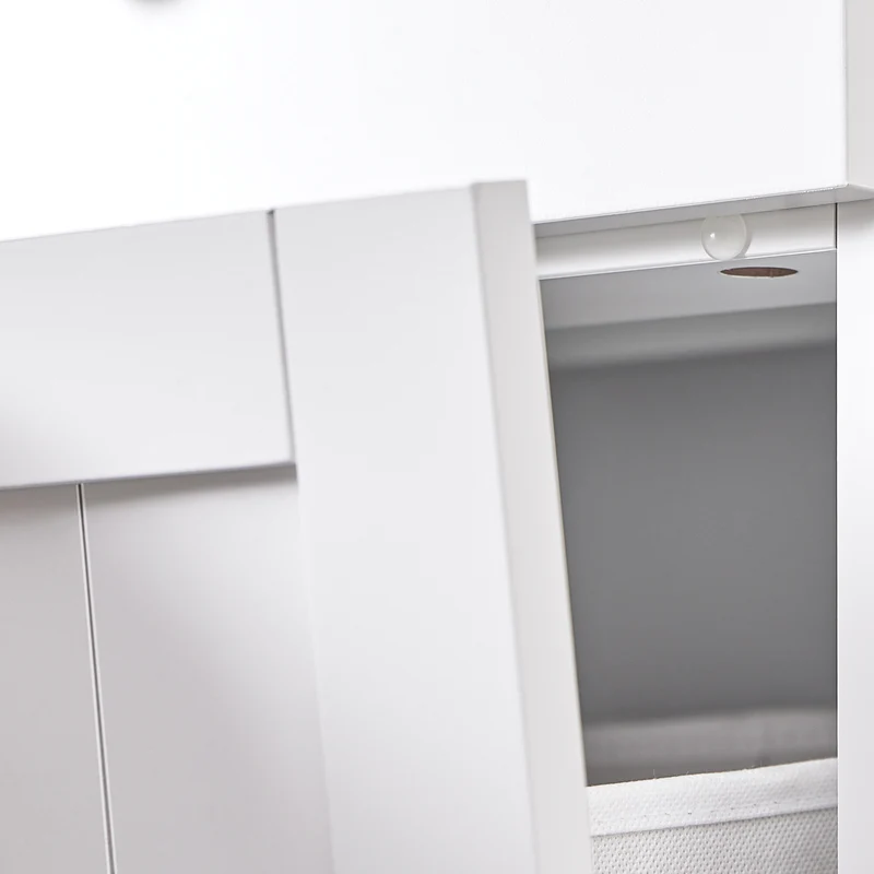 SoBuy BZR33-II-W Meuble Panier à Linge 2 Compartiments 45L – 2 Tiroirs, Gain de Place Salle de Bain, Blanc