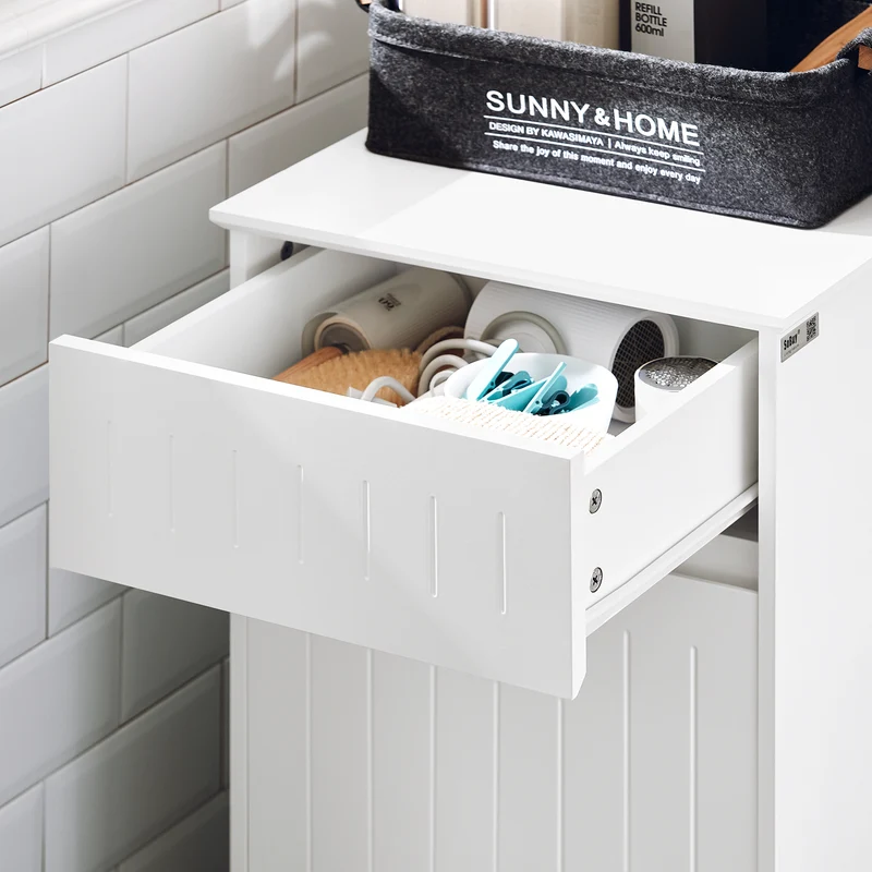 SoBuy BZR110-W Armoire à Linge avec 1 Porte – L40×P39×H86 cm, Charge 25 kg, MDF E1, Blanc