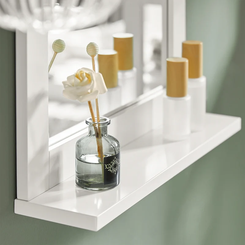 sebuyfr.comG129-W Armoire Murale Salle de Bain avec Miroir, Format Compact, pour Salle de Bain et WC, Rangement Optimisé, Usage Quotidien – L40×P10×H49 cm, Blanc