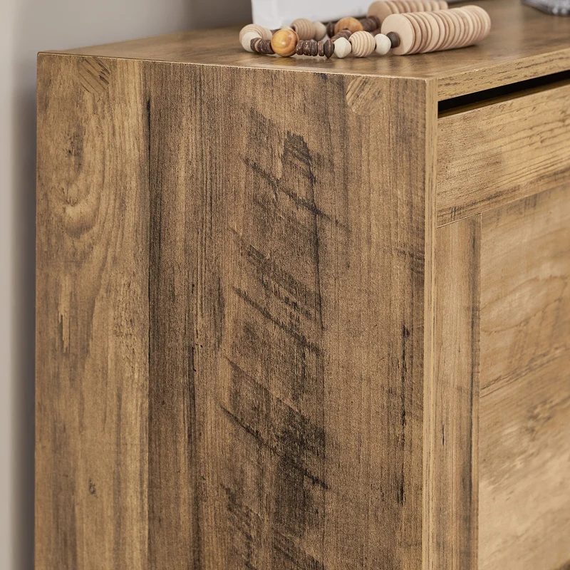 SoBuy FSR137-F Armoire à Chaussures 2 Abattants Réglables, Slim 23cm pour Entrée Couloir – 60x23x79 cm, Bois Foncé