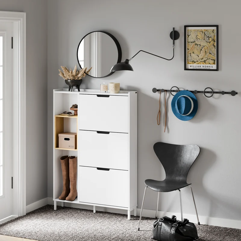 SoBuy FSR209-WN Meuble à Chaussures Faible Profondeur 19 cm – Gain de Place pour Entrée Étroite