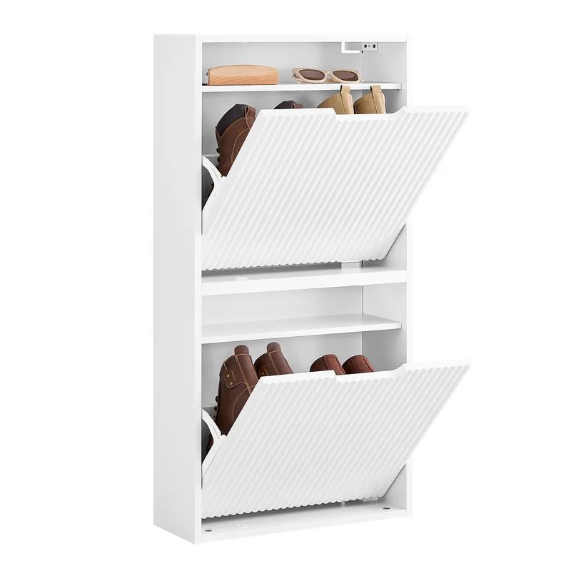 SoBuy FSR204-W Meuble à Chaussures Gain de Place Ultra-Slim 19cm – Entrée Étroite – 50x19x100 cm Blanc