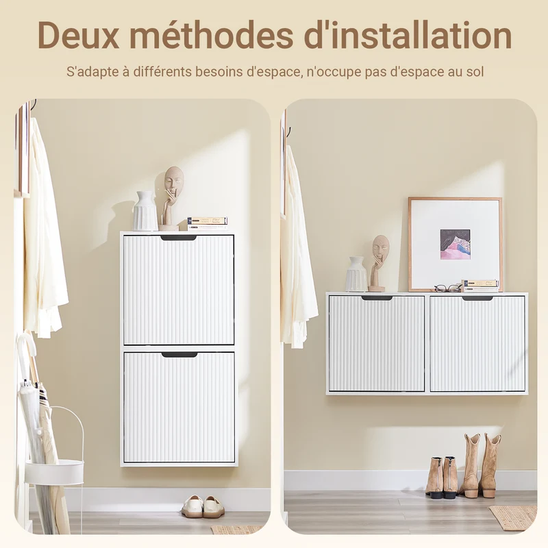 SoBuy FSR204-W Meuble à Chaussures Gain de Place Ultra-Slim 19cm – Entrée Étroite – 50x19x100 cm Blanc