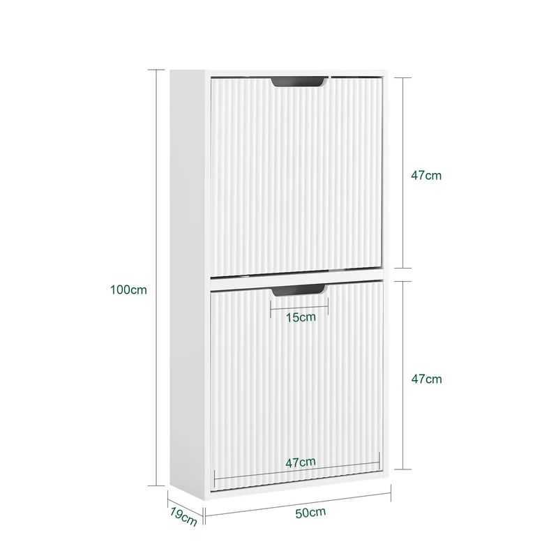 SoBuy FSR204-W Meuble à Chaussures Gain de Place Ultra-Slim 19cm – Entrée Étroite – 50x19x100 cm Blanc