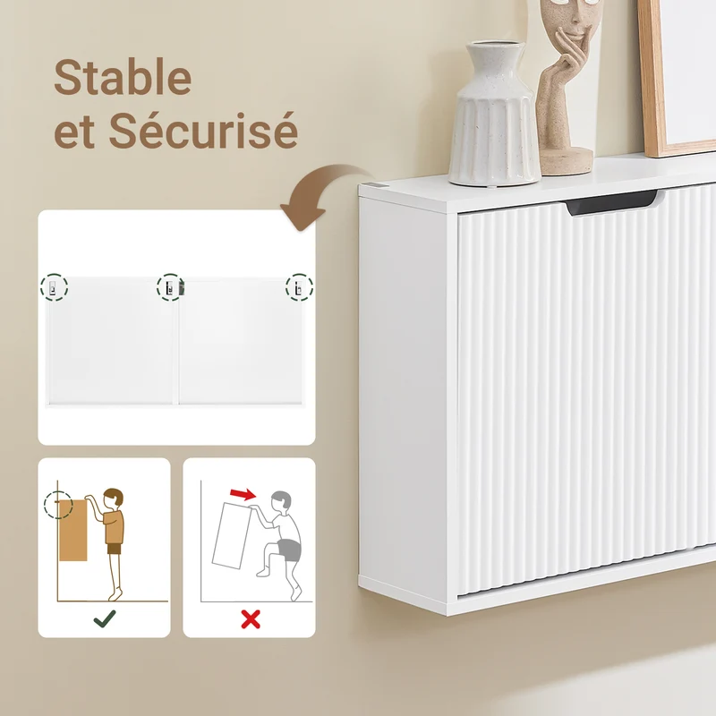 SoBuy FSR204-W Meuble à Chaussures Gain de Place Ultra-Slim 19cm – Entrée Étroite – 50x19x100 cm Blanc