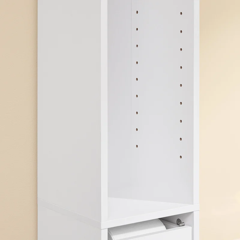 SoBuy BZR34-K-W Colonne Salle de Bain Ultra-Étroite 20×20×145 cm – 7 Niveaux, Porte et Tiroir, Blanc