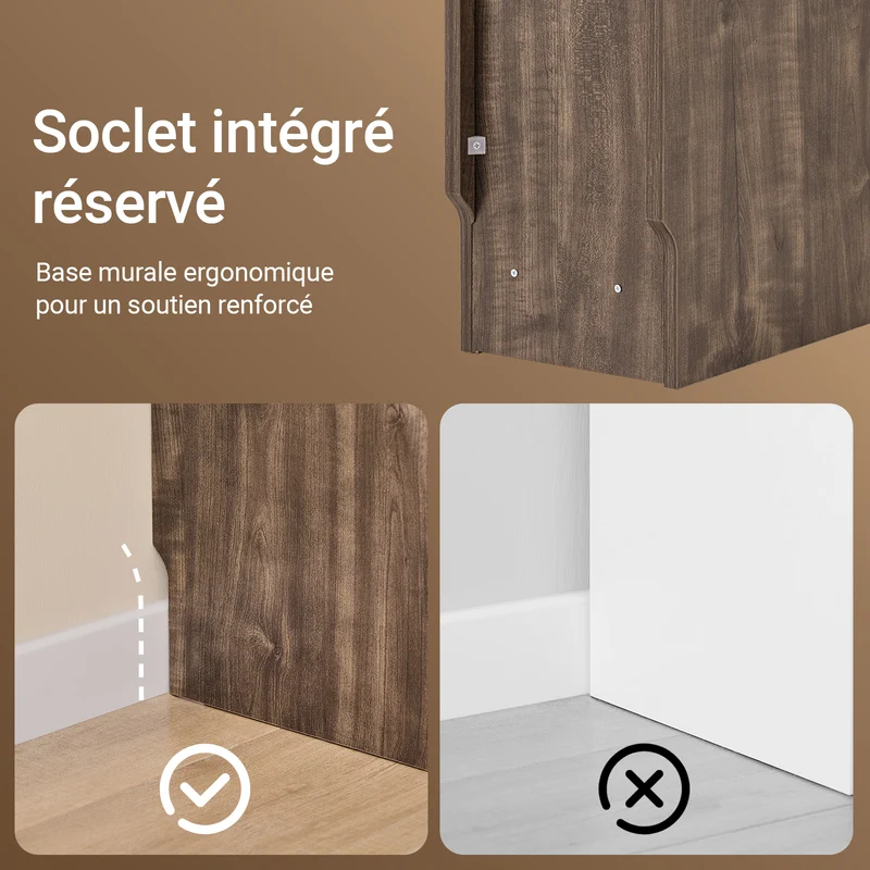 SoBuy FBT111-SN Table de Chevet Slim avec Tiroir et Étagère Réglable – L20×P35×H60 cm, Charge 25 kg, Découpe pour Plinthe, Marron