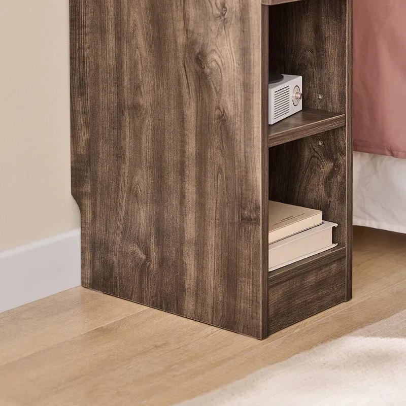 SoBuy FBT111-SN Table de Chevet Slim avec Tiroir et Étagère Réglable – L20×P35×H60 cm, Charge 25 kg, Découpe pour Plinthe, Marron