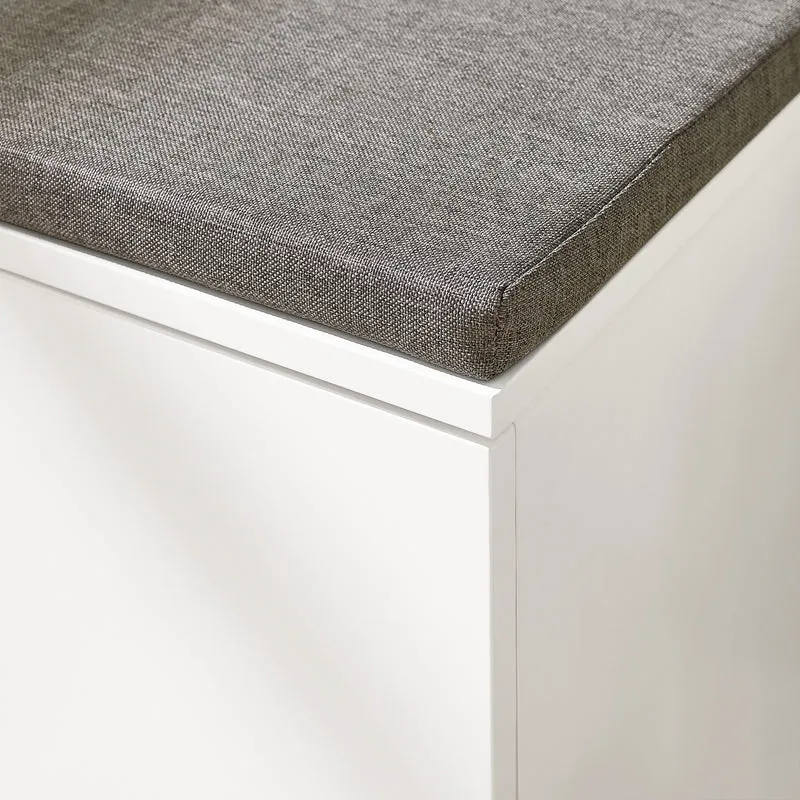 SoBuy FSR117-W Banc à Chaussures avec Coussin Rembourré et 2 Portes, Meuble d'Entrée – 90x34x46 cm, Blanc