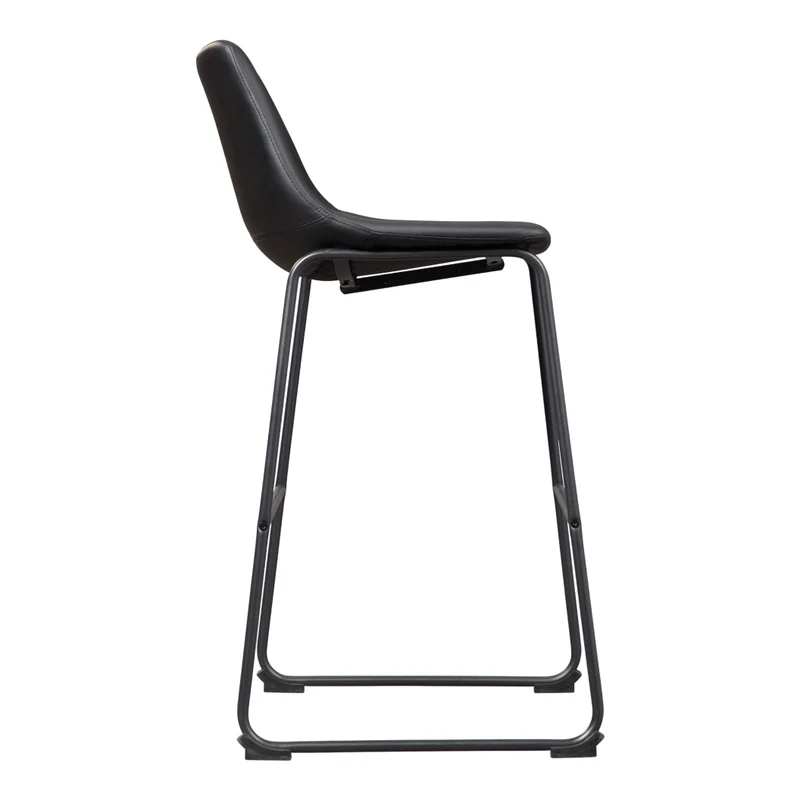 Ensemble de 2 tabourets de comptoir aspect cuir noir - Centiar