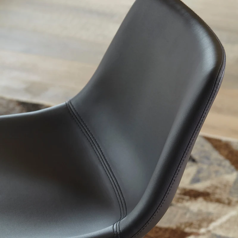 Ensemble de 2 tabourets de comptoir aspect cuir noir - Centiar