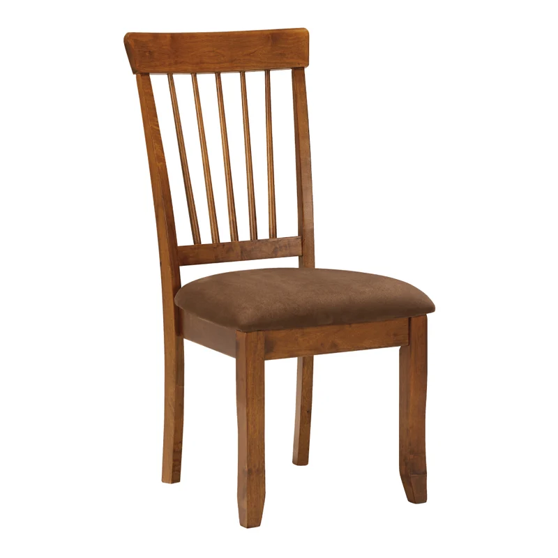 Ensemble de 2 chaises de salle à manger en bois avec assise rembourrée en tissu brun - Berringer