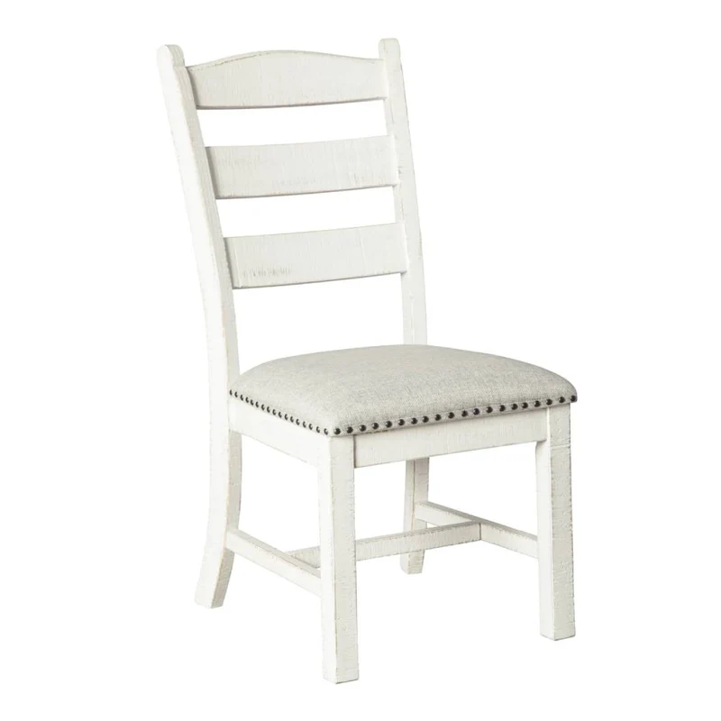 Ensemble de 2 chaises de salle à manger en bois avec assise rembourrée en tissu gris pâle - Valebeck