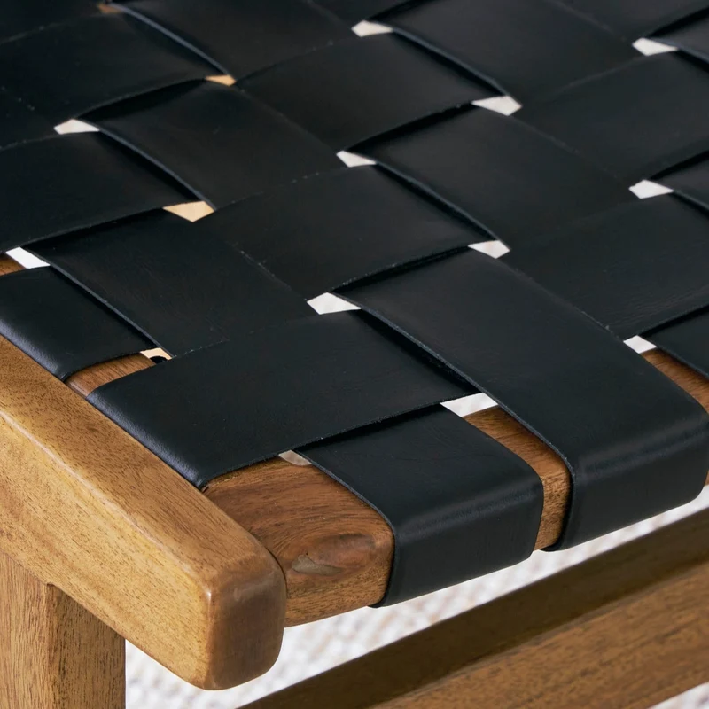 Ensemble de 2 chaises de salle à manger en bois et sangles de cuir - Fortmaine