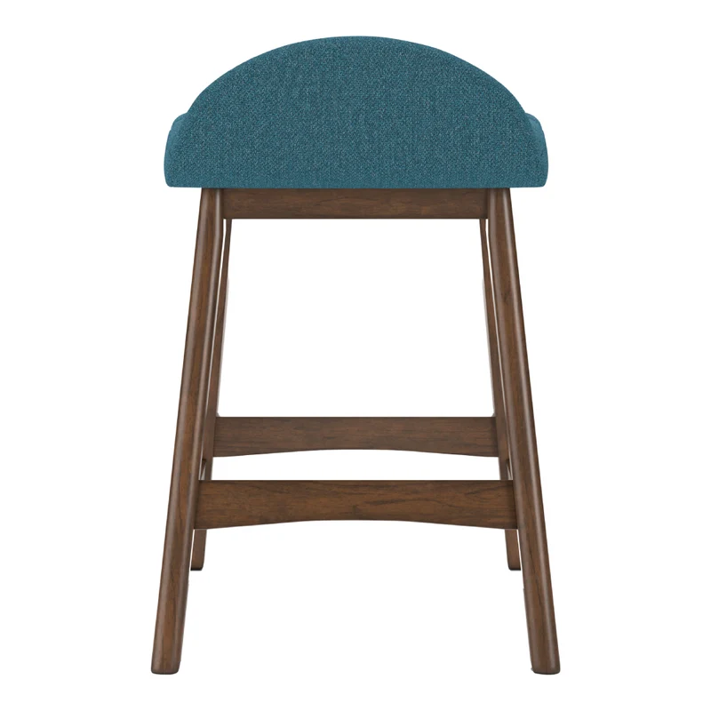 Ensemble de 2 tabourets de bar en bois avec assise rembourrée en tissu - Lyncott
