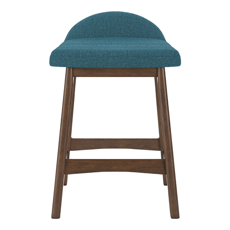 Ensemble de 2 tabourets de bar en bois avec assise rembourrée en tissu - Lyncott