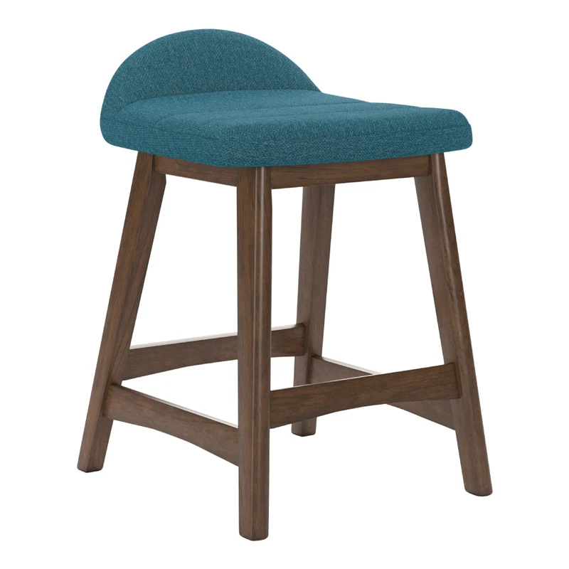 Ensemble de 2 tabourets de bar en bois avec assise rembourrée en tissu - Lyncott