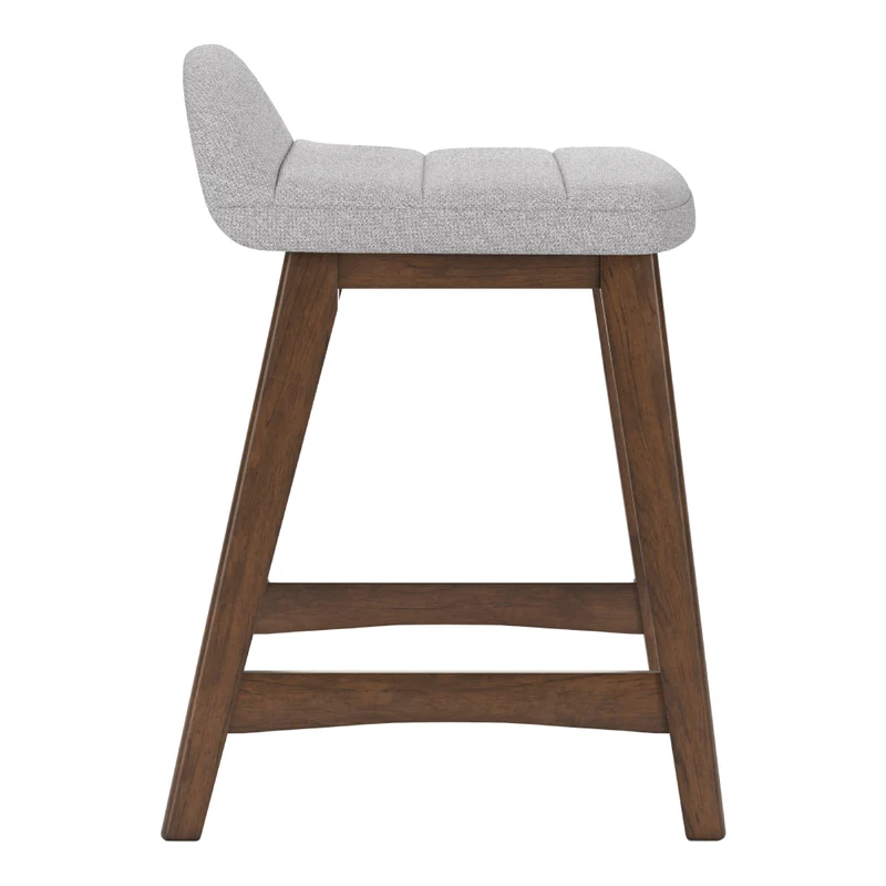 Ensemble de 2 tabourets de bar en bois avec assise rembourrée en tissu - Lyncott