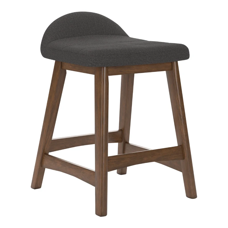 Ensemble de 2 tabourets de bar en bois avec assise rembourrée en tissu - Lyncott