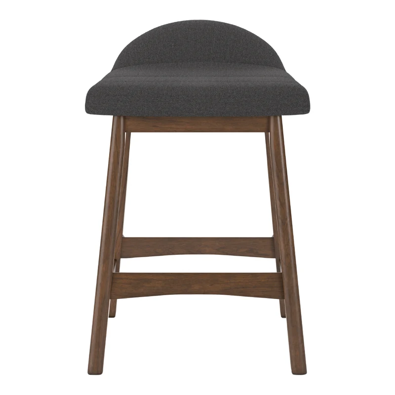 Ensemble de 2 tabourets de bar en bois avec assise rembourrée en tissu - Lyncott