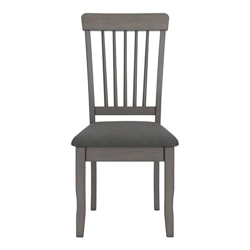 Ensemble de 2 chaises de salle à manger en bois avec assise rembourrée en tissu gris - Shullden