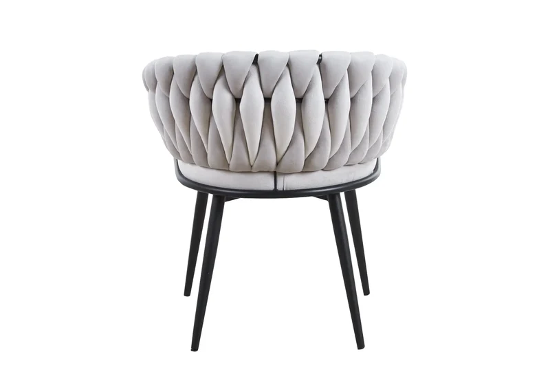 Fauteuil de table velours gris pieds noirs - Petra x2