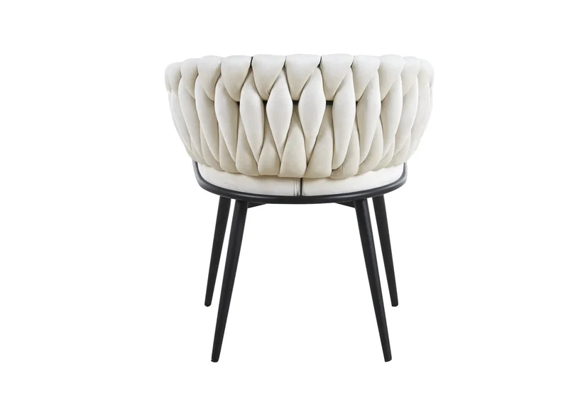 Fauteuil de table velours blanc pieds noirs - Petra x2