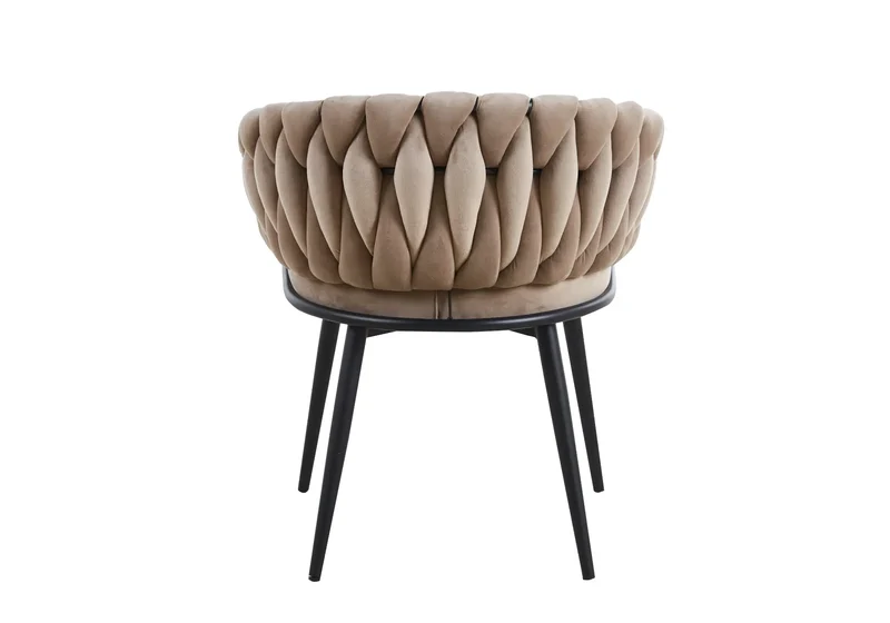 Fauteuil de table velours taupe pieds noirs - Petra x2