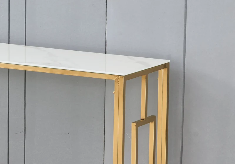 Console dorée marbre blanc - Glory