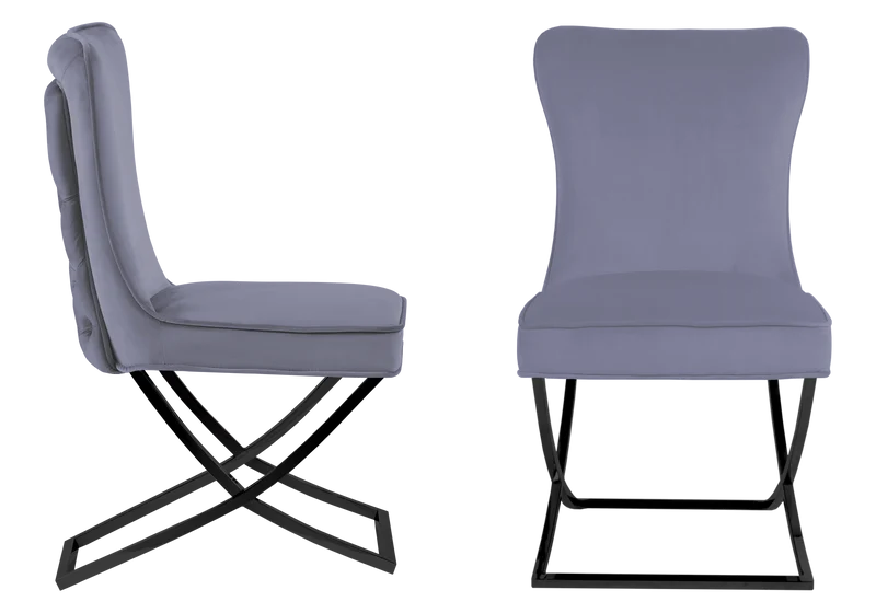 Chaise capitonnée pied croisé noir anthracite - Enzo x2