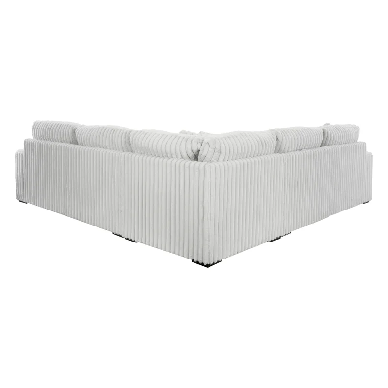 Sectionnel 3 pièces en velours côtelé blanc avec coussins - Stupendous