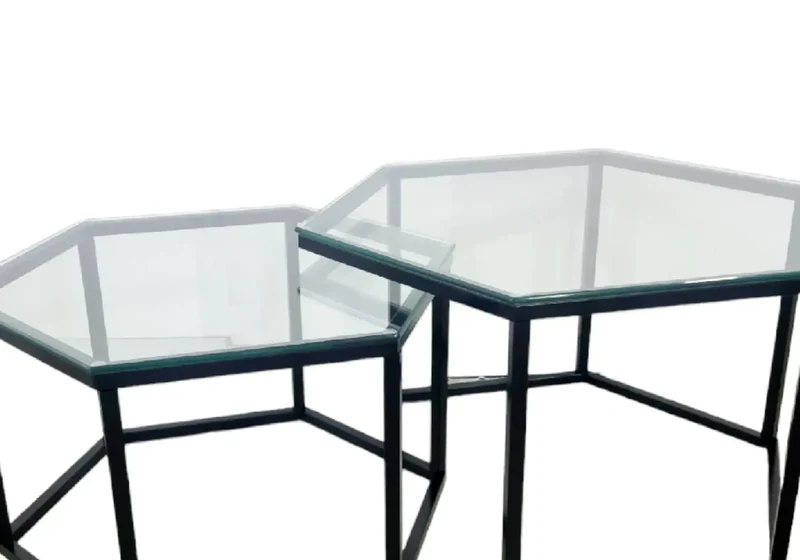 Tables basses gigognes noir en verre - Lyna