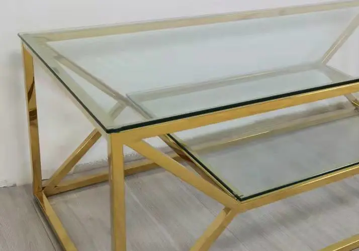Table basse dorée en verre - Sybel