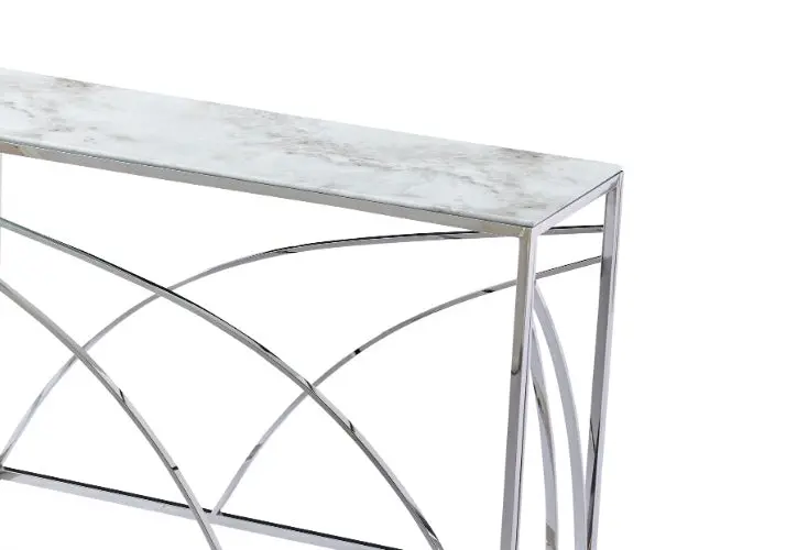 Console design argent marbre blanc - Lexie