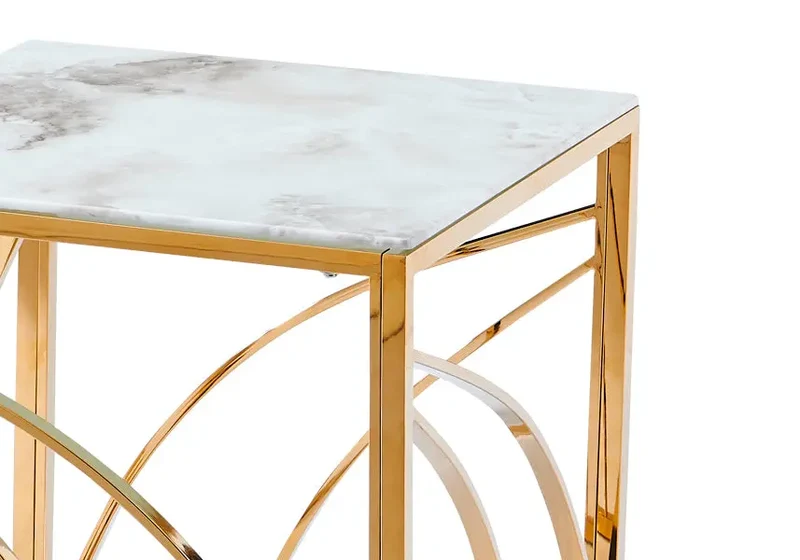 Petite table dorée marbre blanc - Lexie