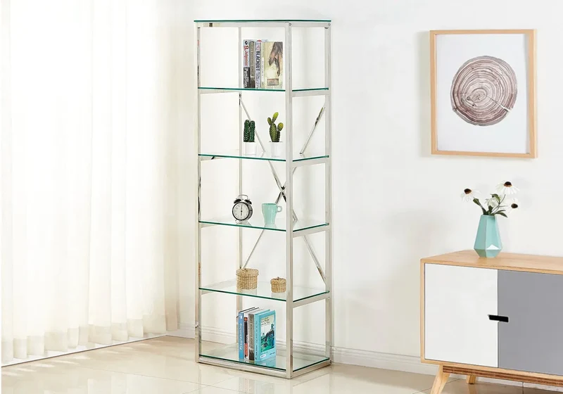 Étagère argentée verre trempé - Mado