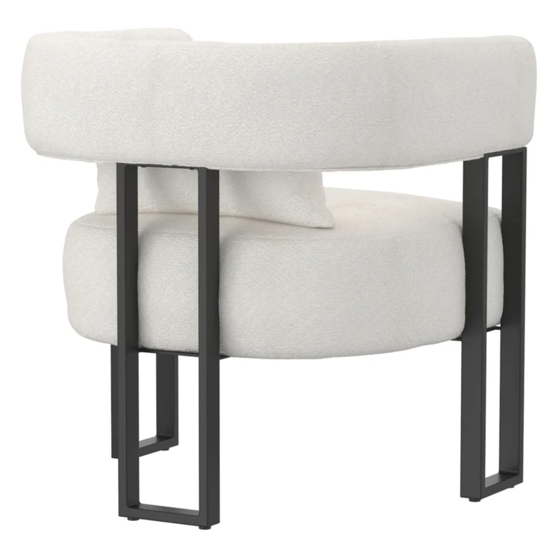 Chaise d'appoint en tissu bouclé et métal noir - Scarlet